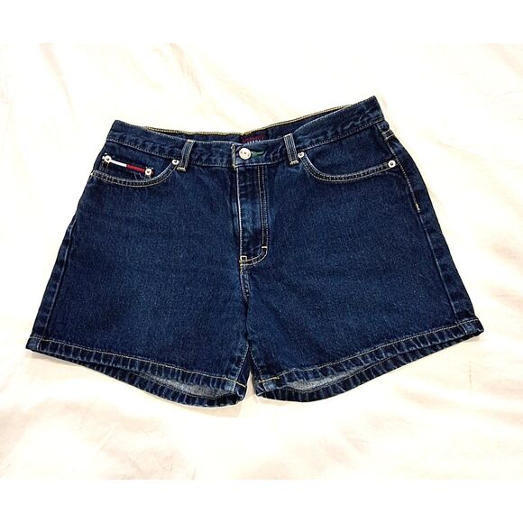 Tommy Jeans Dark Blue Wash Y2K Denim Shorts Womens Sz 11 - Picture 1 of 11